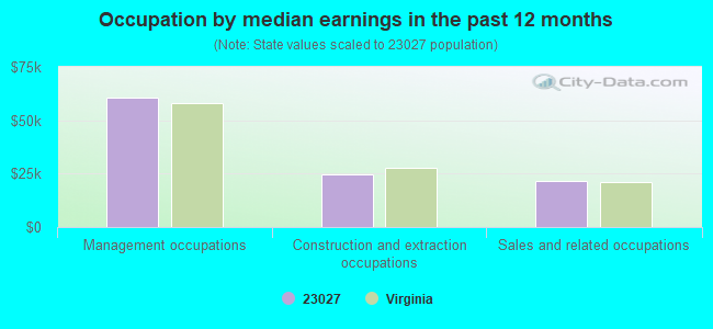 Occupation by median earnings in the past 12 months