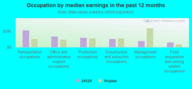 Occupation by median earnings in the past 12 months