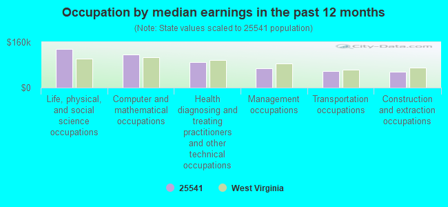 Occupation by median earnings in the past 12 months