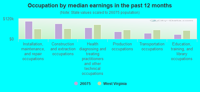 Occupation by median earnings in the past 12 months