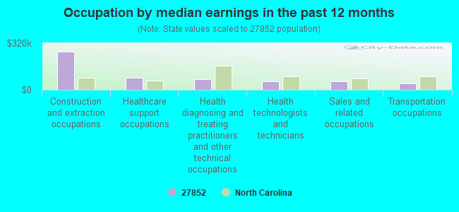 Occupation by median earnings in the past 12 months