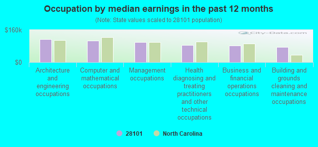 Occupation by median earnings in the past 12 months