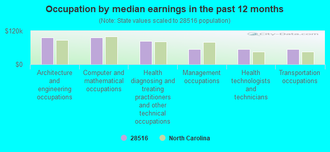 Occupation by median earnings in the past 12 months