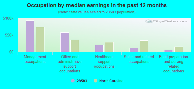 Occupation by median earnings in the past 12 months