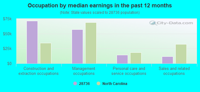 Occupation by median earnings in the past 12 months