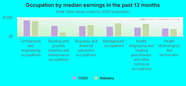 Occupation by median earnings in the past 12 months