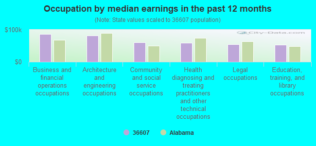 Occupation by median earnings in the past 12 months