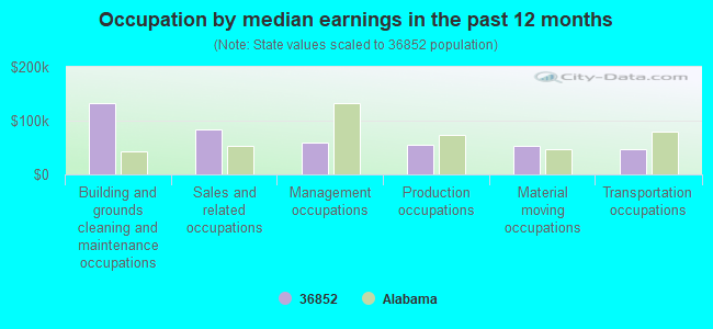 Occupation by median earnings in the past 12 months