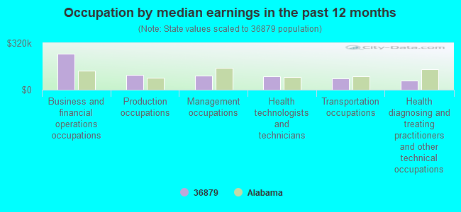 Occupation by median earnings in the past 12 months