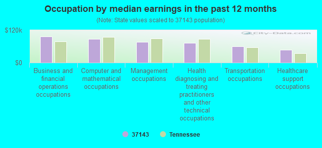 Occupation by median earnings in the past 12 months