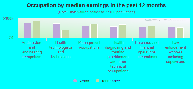 Occupation by median earnings in the past 12 months