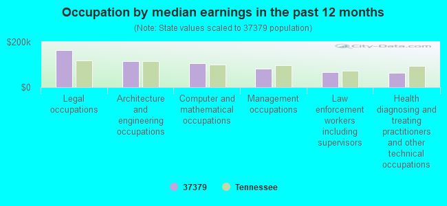 Occupation by median earnings in the past 12 months