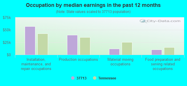 Occupation by median earnings in the past 12 months