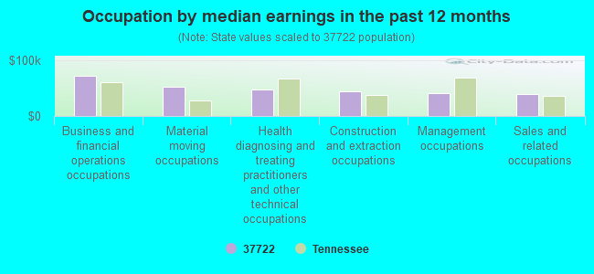 Occupation by median earnings in the past 12 months