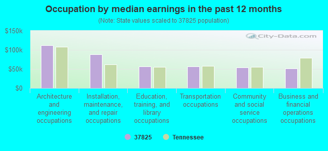 Occupation by median earnings in the past 12 months