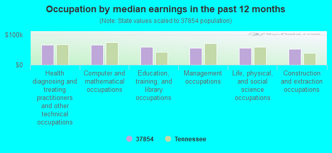 Occupation by median earnings in the past 12 months