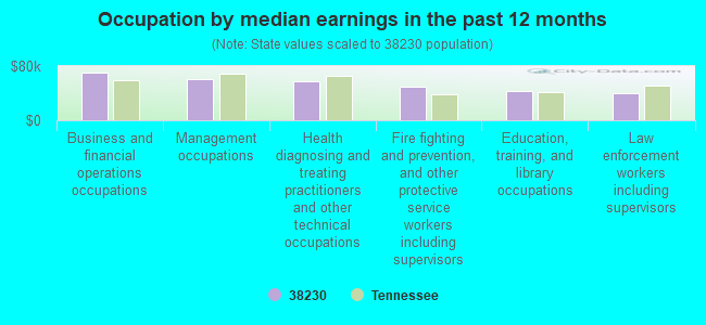 Occupation by median earnings in the past 12 months