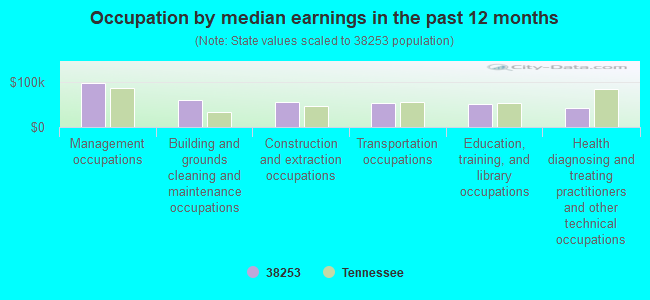 Occupation by median earnings in the past 12 months