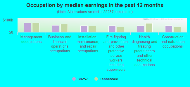 Occupation by median earnings in the past 12 months