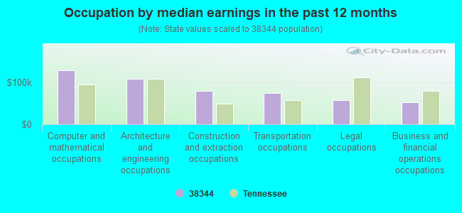 Occupation by median earnings in the past 12 months