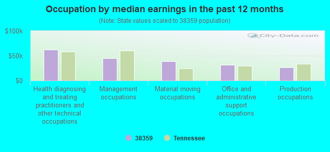 Occupation by median earnings in the past 12 months