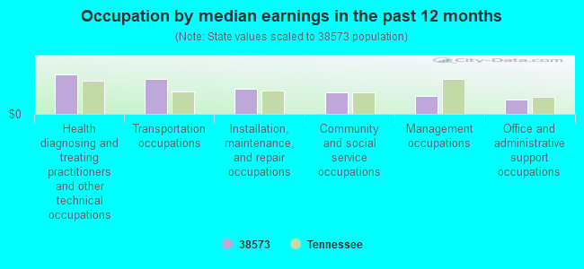 Occupation by median earnings in the past 12 months