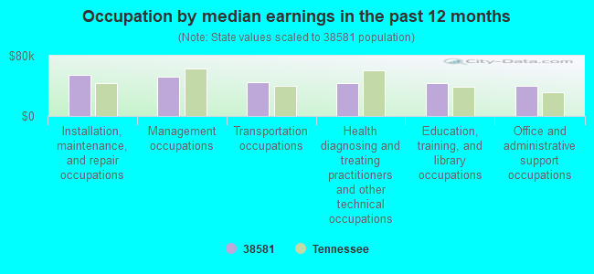 Occupation by median earnings in the past 12 months