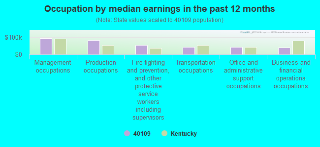 Occupation by median earnings in the past 12 months