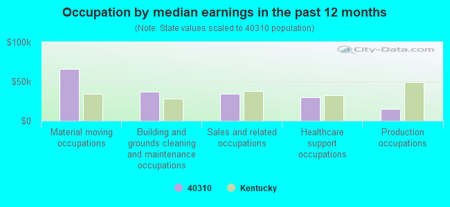 Occupation by median earnings in the past 12 months