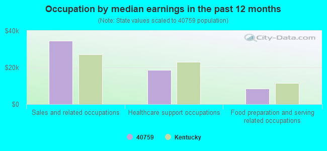 Occupation by median earnings in the past 12 months