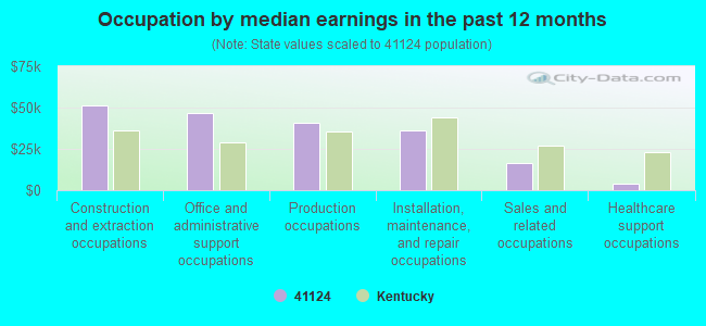 Occupation by median earnings in the past 12 months