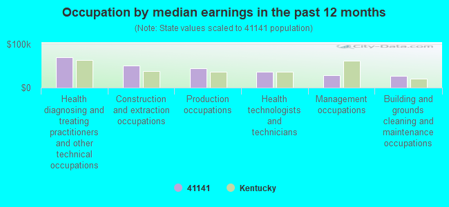 Occupation by median earnings in the past 12 months