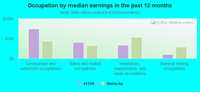 Occupation by median earnings in the past 12 months