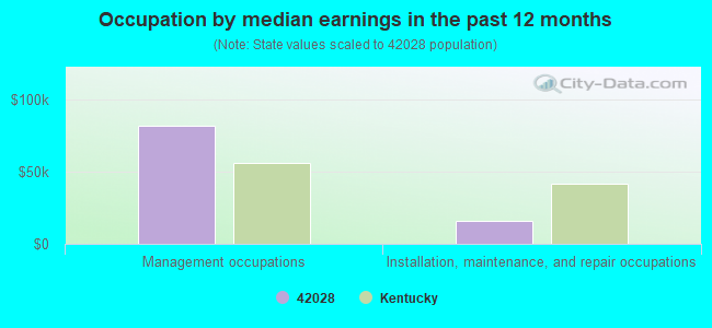 Occupation by median earnings in the past 12 months