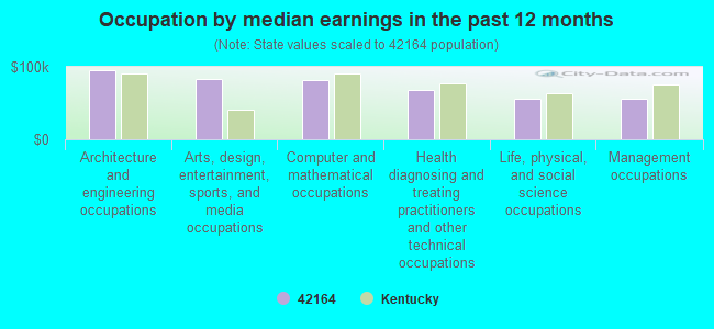 Occupation by median earnings in the past 12 months