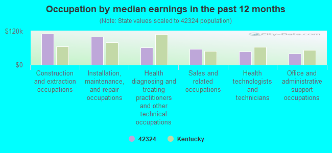 Occupation by median earnings in the past 12 months