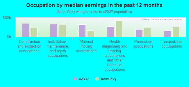 Occupation by median earnings in the past 12 months