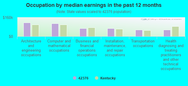 Occupation by median earnings in the past 12 months