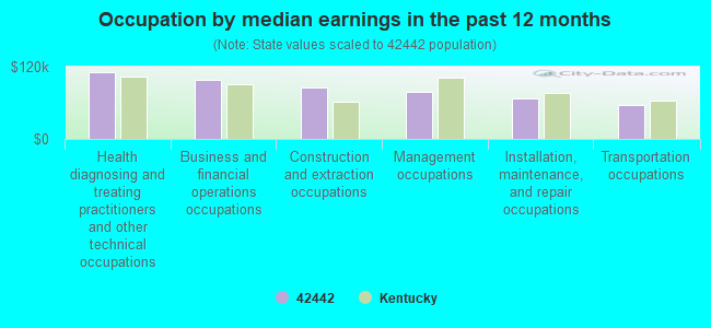 Occupation by median earnings in the past 12 months