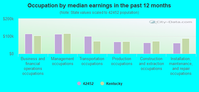 Occupation by median earnings in the past 12 months