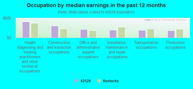 Occupation by median earnings in the past 12 months