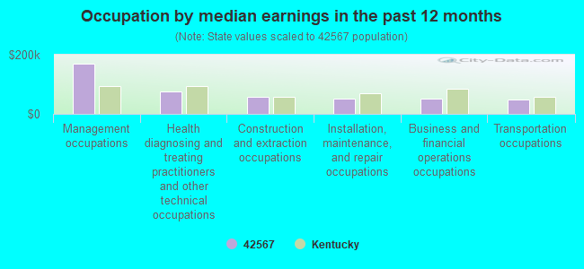 Occupation by median earnings in the past 12 months