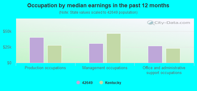 Occupation by median earnings in the past 12 months