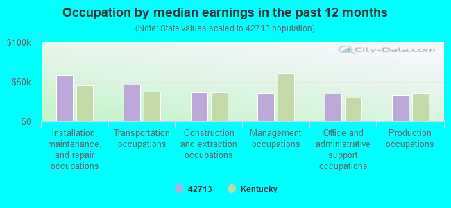 Occupation by median earnings in the past 12 months