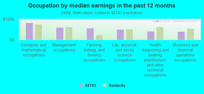 Occupation by median earnings in the past 12 months