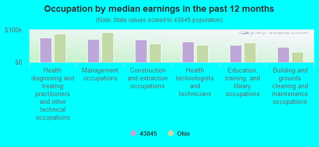 Occupation by median earnings in the past 12 months