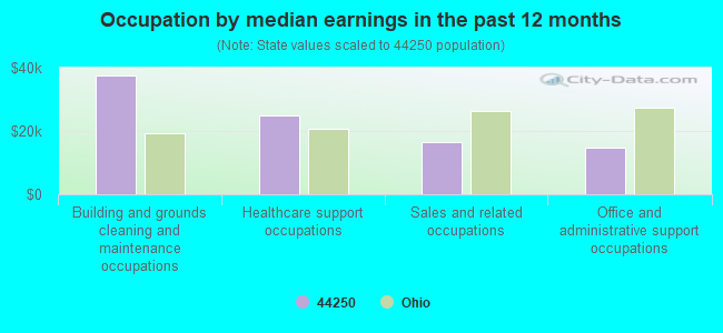 Occupation by median earnings in the past 12 months