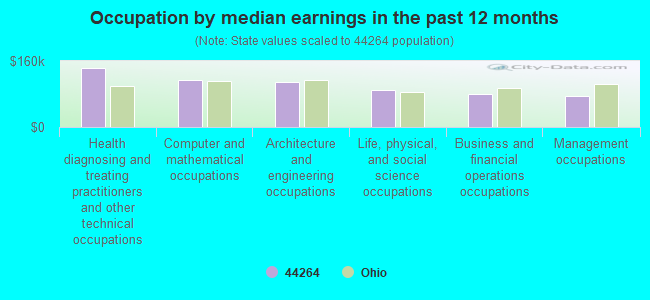 Occupation by median earnings in the past 12 months