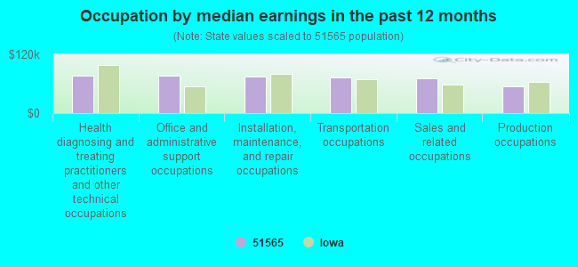 Occupation by median earnings in the past 12 months