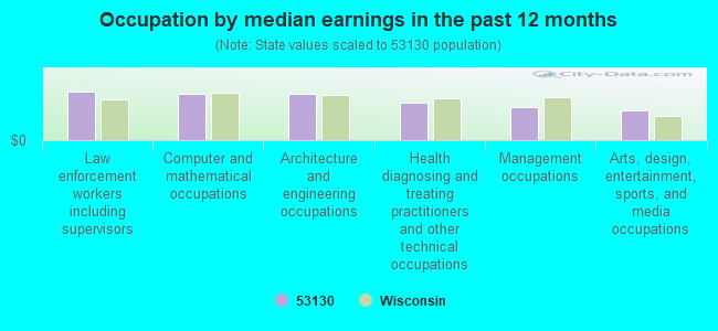 Occupation by median earnings in the past 12 months